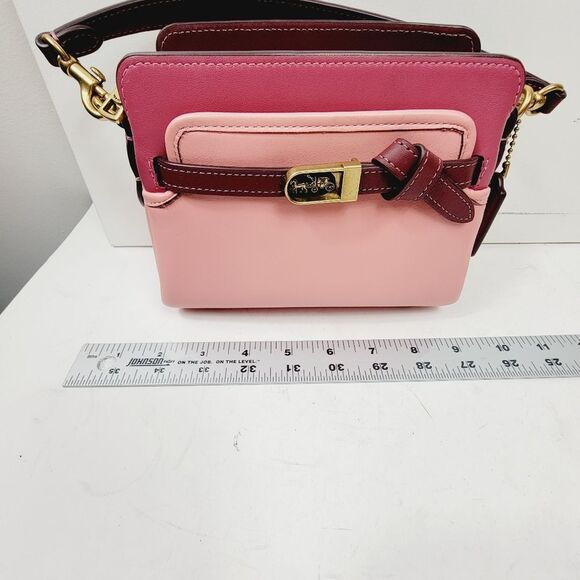 Coach TATE 18 Colorblock Top Handle 3 Compartment Bag Pink Burgundy - Picture 16 of 16